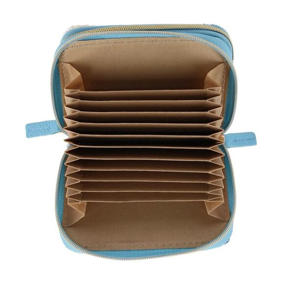 Buxton Women's Striped Straw Vegan Leather Wizard Wallet - Picture 2 of 3